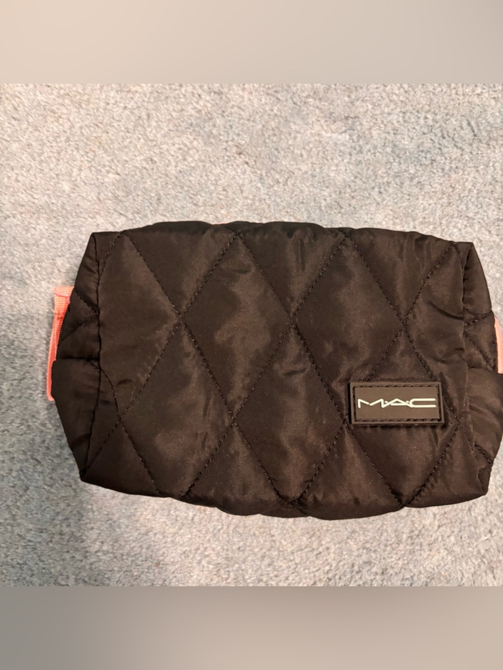 MAC Quilted Black Cosmetic Bag with Pink Accent